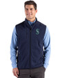 Seattle Mariners Cutter & Buck Hunts Point Epic Comfort Recycled Mens Fleece Vest Navy Blue Front