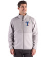 Texas Rangers Cutter & Buck Hunts Point Epic Comfort Recycled Fleece Mens Hybrid Jacket Polished Medium Gray Front