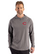 Cincinnati Reds Cutter & Buck Prospect Epic Confidence Recycled Mens Big & Tall Hooded Pullover Elemental Grey Front