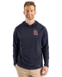 St. Louis Cardinals Cutter & Buck Prospect Recycled Featherlight Stretch Mens Big & Tall Hooded Pullover Navy Blue Front