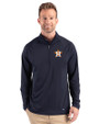 Houston Astros Cutter & Buck Prospect Recycled Featherlight Stretch Mens Big & Tall Quarter Zip Navy Blue Front