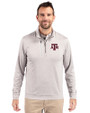 Texas A&M Aggies Cutter & Buck Stealth Heathered Mens Big and Tall  Quarter Zip Pullover Polished Medium Gray Front