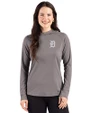 Detroit Tigers Cutter & Buck Prospect Epic Confidence Recycled Womens Hooded Pullover Elemental Grey Front