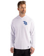 Tampa Bay Rays Cutter & Buck Prospect Epic Confidence Recycled Mens Hooded Pullover White Front