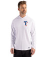 Texas Rangers Cutter & Buck Prospect Recycled Featherlight Stretch Mens Hooded Pullover White Front