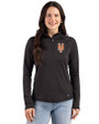 New York Mets Cutter & Buck Prospect Epic Confidence Recycled Textured Stretch Womens Quarter Zip Black Front
