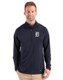 Detroit Tigers Cutter & Buck Prospect Epic Confidence Recycled Textured Stretch Mens Quarter Zip Navy Blue Front