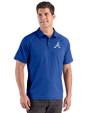 Atlanta Braves Cutter & Buck Prospect Epic Confidence Recycled Textured Stretch Mens Sport Polo Tour Blue Front