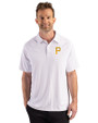 Pittsburgh Pirates Cutter & Buck Prospect Epic Confidence Recycled Textured Stretch Mens Sport Polo White Front
