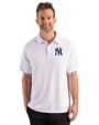 New York Yankees Cutter & Buck Prospect Epic Confidence Recycled Textured Stretch Mens Sport Polo White Front