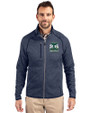 Seattle 2026 Soccer Cutter & Buck Mainsail Sweater-Knit Mens Full Zip Jacket Liberty Navy Heather Front