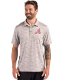 Atlanta Braves Cooperstown Cutter & Buck Coastline Epic Comfort Camo Print Recycled Mens Polo CONCRETE Front