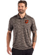Baltimore Orioles Cooperstown Cutter & Buck Coastline Epic Comfort Camo Print Recycled Mens Polo Elemental Grey Front