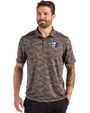 Texas Rangers Cooperstown Cutter & Buck Coastline Epic Comfort Camo Print Recycled Mens Polo Elemental Grey Front