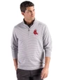 Boston Red Sox Cooperstown Cutter & Buck Forge Epic Confidence Recycled Double Stripe Mens Quarter Zip Polished/White Front