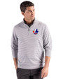 Montreal Expos Cooperstown Cutter & Buck Forge Epic Confidence Recycled Double Stripe Mens Quarter Zip Polished/White Front
