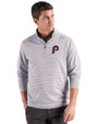 Philadelphia Phillies Cooperstown Cutter & Buck Forge Epic Confidence Recycled Double Stripe Mens Quarter Zip Polished/White Front