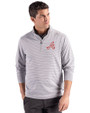 Atlanta Braves Cooperstown Cutter & Buck Forge Epic Confidence Recycled Double Stripe Mens Quarter Zip Polished/White Front
