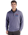 Toronto Blue Jays Cooperstown Cutter & Buck Forge Epic Confidence Recycled Double Stripe Mens Quarter Zip Navy Blue/White Front