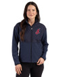 Cleveland Indians Cooperstown Cutter & Buck Hunts Point Epic Comfort Recycled Fleece Womens Hybrid Jacket Navy Blue Front