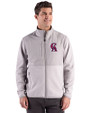 Los Angeles Angels Cooperstown Cutter & Buck Hunts Point Epic Comfort Recycled Fleece Mens Hybrid Jacket Polished Medium Gray Front