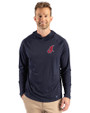 Cleveland Indians Cooperstown Cutter & Buck Prospect Epic Confidence Recycled Mens Big & Tall Hooded Pullover Navy Blue Front