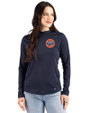 HoustonAstrosCooperstown- Cutter & Buck Prospect Epic Confidence Recycled Womens Hooded Pullover Navy Blue Front