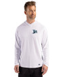 Tampa Bay Rays Cooperstown Cutter & Buck Prospect Recycled Featherlight Stretch Mens Hooded Pullover White Front