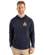 Seattle Mariners Cooperstown Cutter & Buck Prospect Recycled Featherlight Stretch Mens Hooded Pullover Navy Blue Front