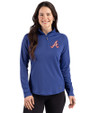 Atlanta Braves Cooperstown Cutter & Buck Prospect Epic Confidence Recycled Textured Stretch Womens Quarter Zip Tour Blue Front