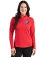 Texas Rangers Cooperstown Cutter & Buck Prospect Epic Confidence Recycled Textured Stretch Womens Quarter Zip Red Front