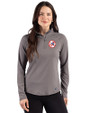 New York Yankees Cooperstown Cutter & Buck Prospect Epic Confidence Recycled Textured Stretch Womens Quarter Zip Elemental Grey Front