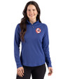 New York Yankees Cooperstown Cutter & Buck Prospect Epic Confidence Recycled Textured Stretch Womens Quarter Zip Tour Blue Front