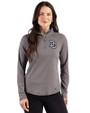 Washington Nationals Cooperstown Cutter & Buck Prospect Epic Confidence Recycled Textured Stretch Womens Quarter Zip Elemental Grey Front