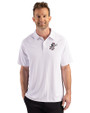Cincinnati Reds Cooperstown Cutter & Buck Prospect Epic Confidence Recycled Textured Stretch Mens Sport Polo White Front