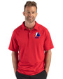 Montreal Expos Cooperstown Cutter & Buck Prospect Epic Confidence Recycled Textured Stretch Mens Sport Polo Red Front