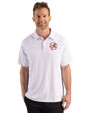 New York Yankees Cooperstown Cutter & Buck Prospect Epic Confidence Recycled Textured Stretch Mens Sport Polo White Front