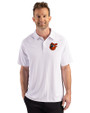 Baltimore Orioles Cooperstown Cutter & Buck Prospect Epic Confidence Recycled Textured Stretch Mens Sport Polo White Front