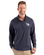 Cleveland Guardians Mono Cutter & Buck Forge Epic Confidence Recycled Stretch Mens Quarter Zip Dark Navy Blue Heather Front