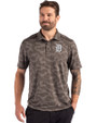 Detroit Tigers Mono Cutter & Buck Coastline Epic Comfort Recycled Camo Print Mens Polo Elemental Grey Front