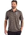 Texas Rangers Mono Cutter & Buck Coastline Epic Comfort Recycled Camo Print Mens Polo Elemental Grey Front