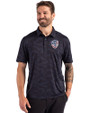 Milwaukee Brewers Stars & Stripes Cutter & Buck Coastline Epic Comfort Recycled Camo Print Mens Polo Navy Blue Front