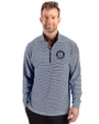 Seattle Mariners Mono Cutter & Buck Forge Epic Confidence Recycled Double Stripe Stretch Mens Quarter Zip Navy Blue/White Front