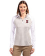 Stanford Cardinal - Cutter & Buck Forge Tonal Stripe Stretch Half Zip Womens Top White/Polished Front