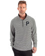 Pittsburgh Pirates Mono Cutter & Buck Forge Epic Confidence Recycled Double Stripe Stretch Mens Quarter Zip Black/White Front