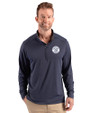 Milwaukee Brewers Monochromatic Cutter & Buck Forge Recycled Four-Way Stretch Mens Big & Tall Quarter Zip Pullover Dark Navy Blue Heather Front