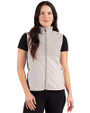 Cutter & Buck Hunts Point Epic Comfort Recycled Fleece Womens Full Zip Vest Polished Medium Gray Front