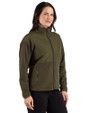 Atlanta Braves Mono Cutter & Buck Hunts Point Epic Comfort Recycled Hybrid Fleece Womens Full Zip Jacket Poplar Side