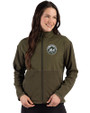 New York Mets Mono Cutter & Buck Hunts Point Epic Comfort Recycled Hybrid Fleece Womens Full Zip Jacket Poplar Front