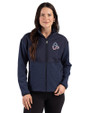 Baltimore Orioles Stars & Stripes Cutter & Buck Hunts Point Epic Comfort Recycled Hybrid Fleece Womens Full Zip Jacket Navy Blue Front
